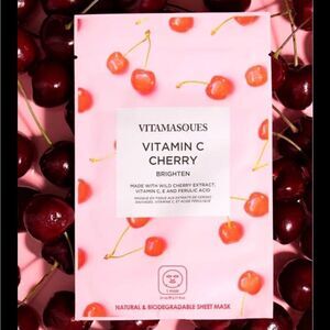 New Vitamasques Vitamin C Cherry Face Mask 3 Pack Antioxidants Clean Beauty